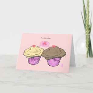 Carte Cupcakes in Love CustardChocoPinkPink Valentine