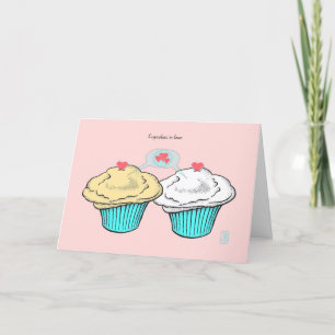 Carte Cupcakes in Love CustardVanillaBlueValentine