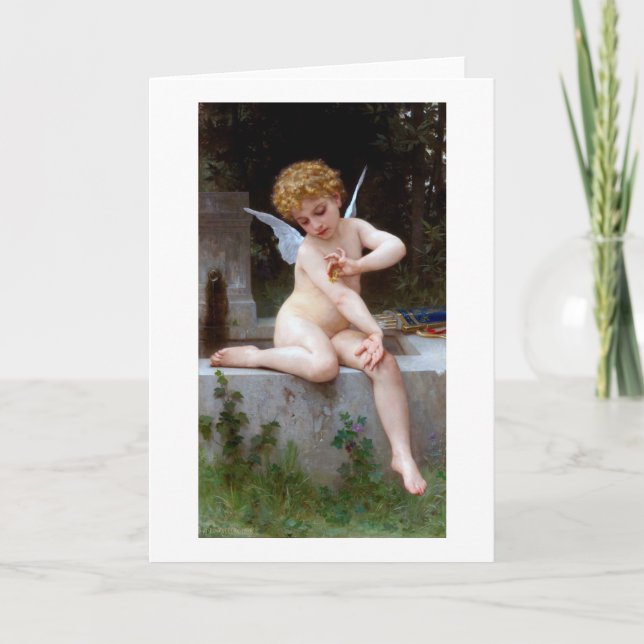 Carte Cupidé avec un papillon, Bouguereau (Devant)