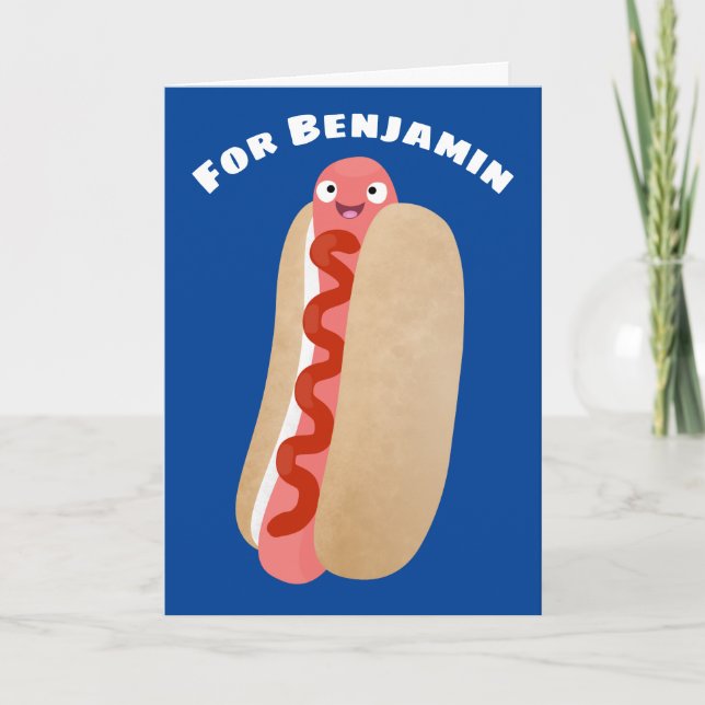 Carte Curieux hot dog Weiner dessin animé (Devant)