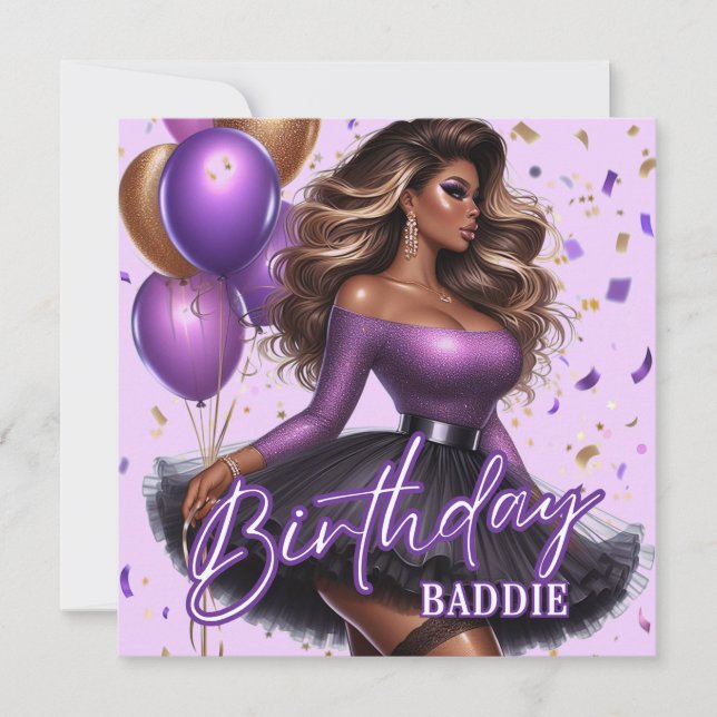 Carte Curvy Glam Africaine Américaine Femme Violette Ann (Devant)