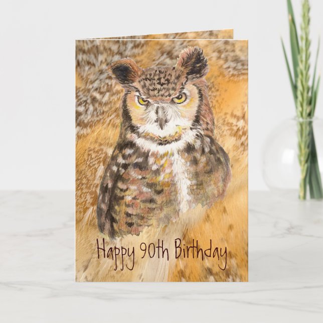 Carte Custom 90e anniversaire, Owl Wild & Crazy (Devant)