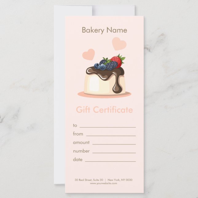 Carte Custom Bakery Gift Certificate  (Devant)