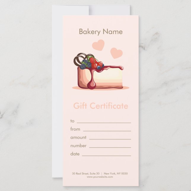 Carte Custom Bakery Gift Certificate  (Devant)