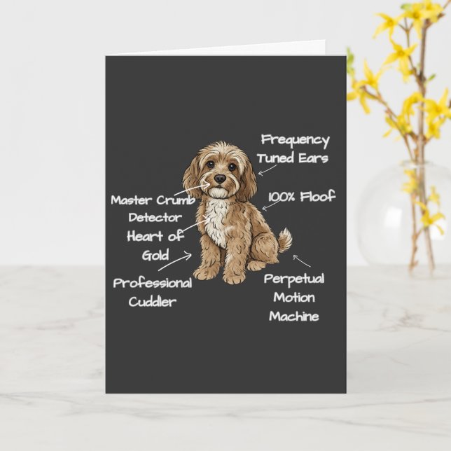 Carte CUSTOM Cute Anatomy of a Cockapoo Dog Lover (Fleur jaune)