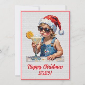 Carte Custom Digital Christmas Baby Drinking Milk Xmas