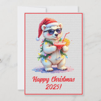 Carte Custom Digital Christmas Polar Bear Cub Xmas