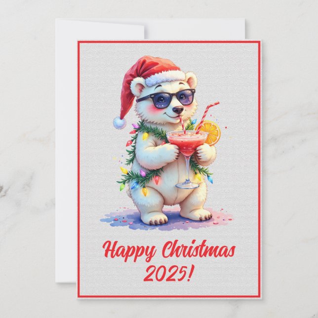 Carte Custom Digital Christmas Polar Bear Cub Xmas (Devant)