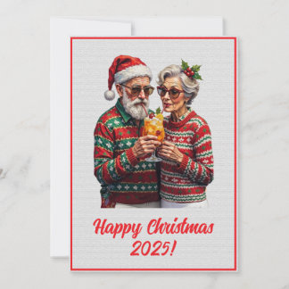 Carte Custom Digital Elderly Couple Sharing Xmas Spirit