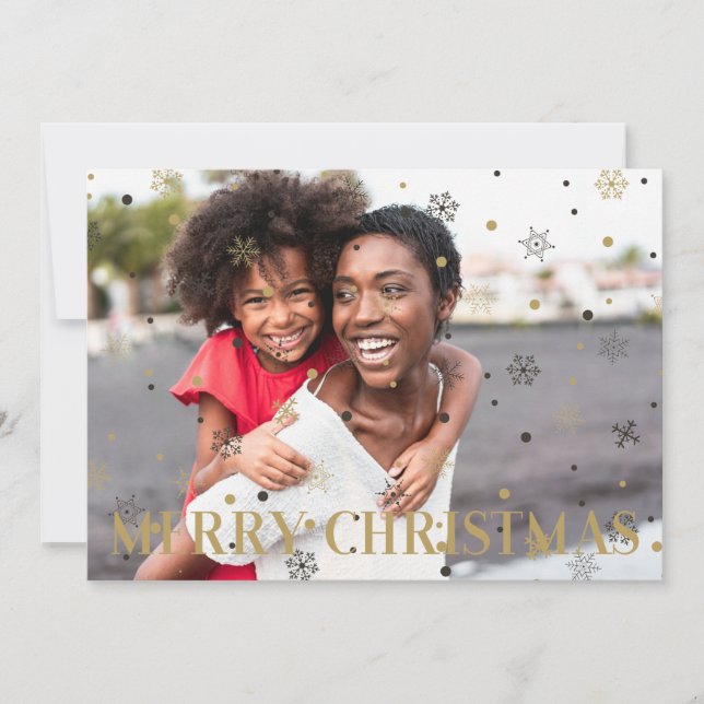 Carte Custom Family Photo Merry Christmas Snowflakes (Devant)