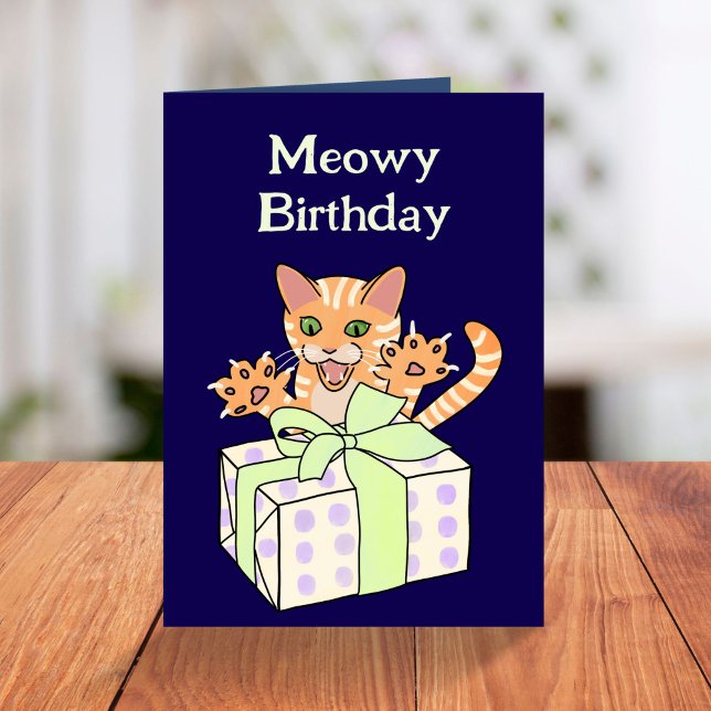 Carte Custom Funny Birthday Cat Cartoon (Créateur téléchargé)