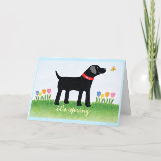 Carte Custom Funny Black Dog Spring Greeting Card