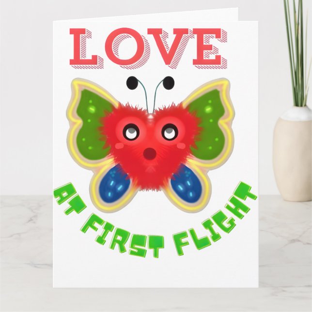 Carte Custom Fuzzy Heart Butterfly Gift (Devant)