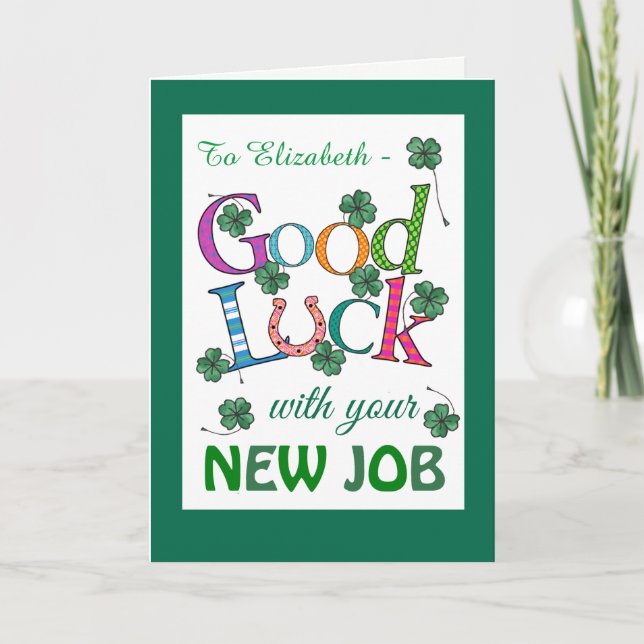 Carte Custom Good Luck New Job Four-leaf Clover (Devant)
