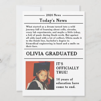Carte Custom Graduation Newspaper Academic Major Edition