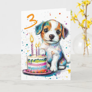Carte Custom Happy 3e anniversaire Félicitations, Chiot