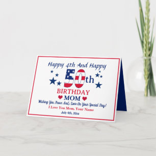 Carte Custom Happy 4 juillet & Happy 50th Birthday