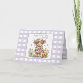 Carte Custom Happy Mother's Day Grandma Highland Cow  Ca