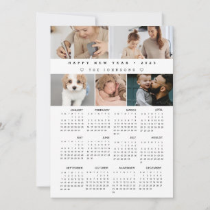 Carte Custom Happy New year 2025 Calendrier Photo Collag