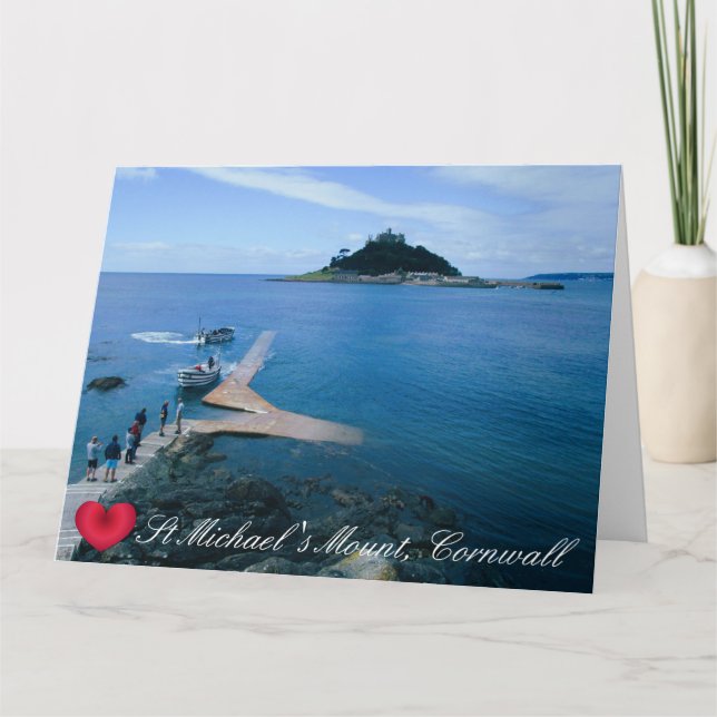 Carte Custom Heart St Michaels Mont Cornwall avec Bateau (Devant)