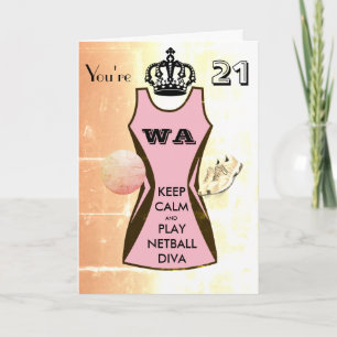 Carte Custom Keep Calm and Play Netball 21e anniversaire