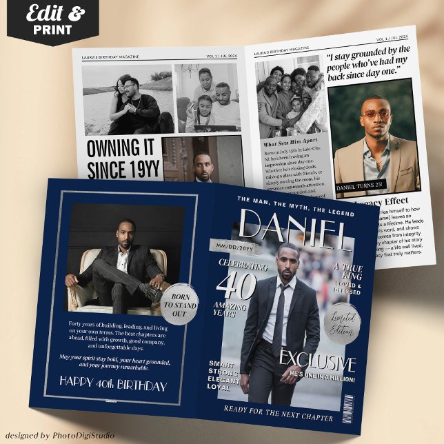 Carte Custom Magazine Greeting Card, Fun Modern Birthday (Custom Magazine Greeting Card, Fun Modern Birthday Card)