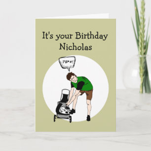 Carte Custom Name Men's Birthday Funny Lawnmower Insult