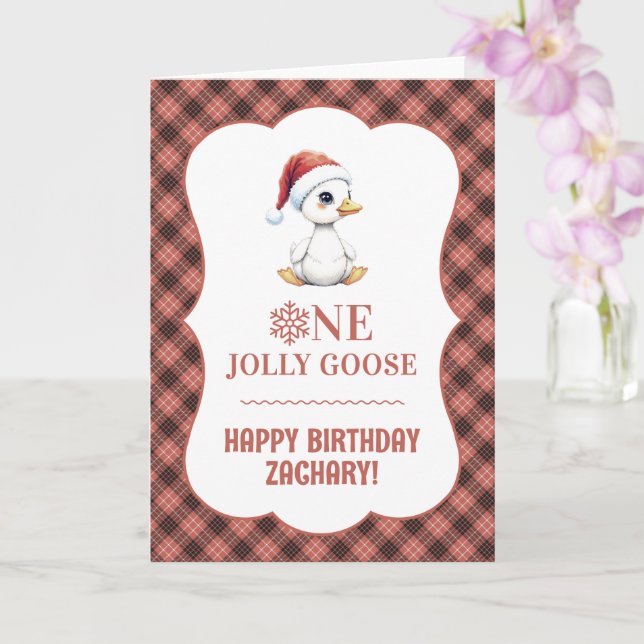 Carte Custom One Jolly Goose December First Birthday (Orchidée)