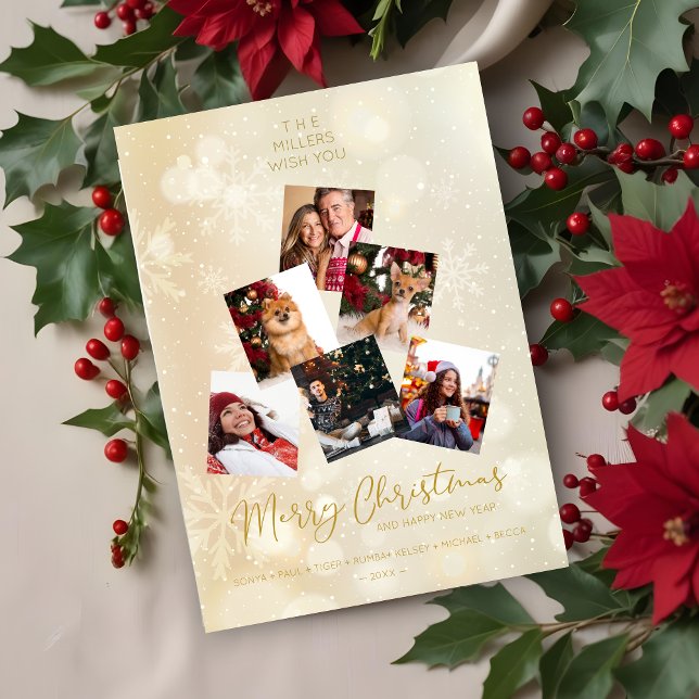 Carte Custom Photo Family Christmas Tree Happy New Year (Custom Photo Family Christmas Tree Happy New Year Holidays Cards.)