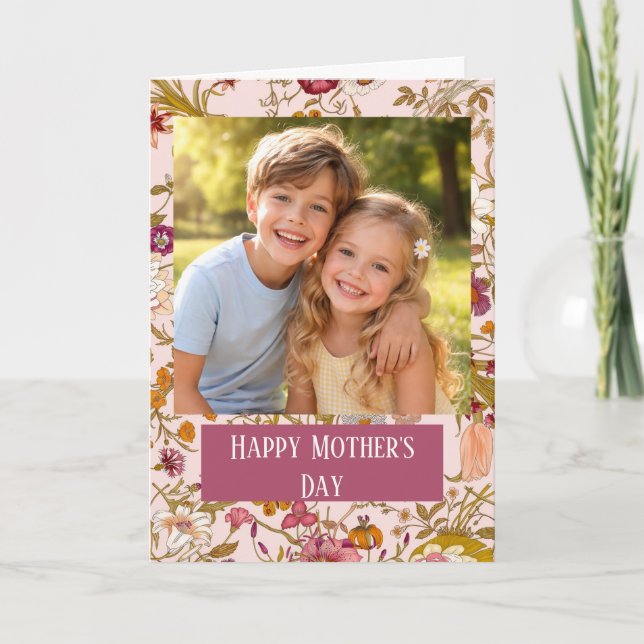 Carte Custom Photo Happy Mother’s Day floral (Devant)