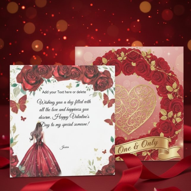 Carte Custom Red Rose Dress Valentine's Day Card (Créateur téléchargé)