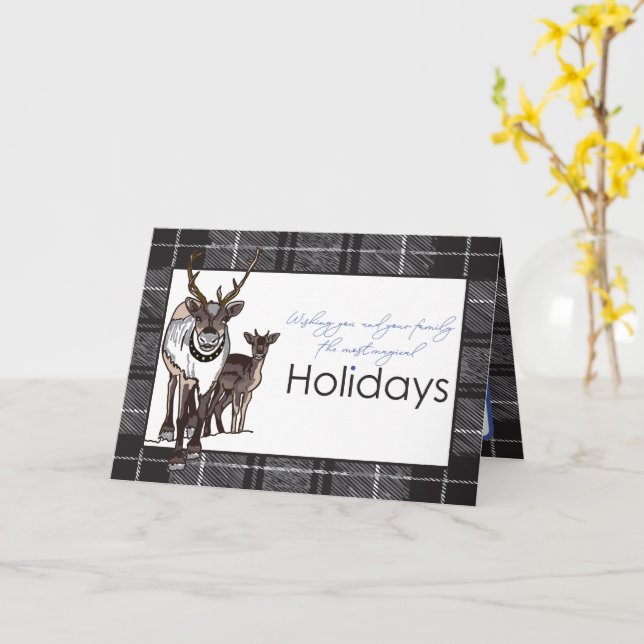 Carte Custom Reindeer Deer Christmas Holiday Magical  (Fleur jaune)
