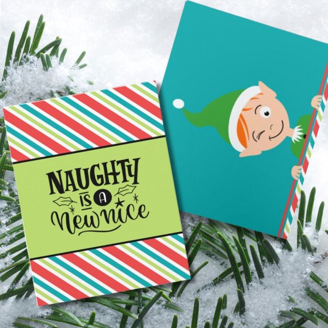 Carte Custom Retro Noël "Naughty is a New Nice" (Christmas Card)