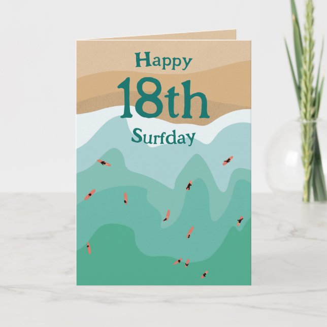 Carte Custom Retro Surfer Océan 18e anniversaire (Devant)