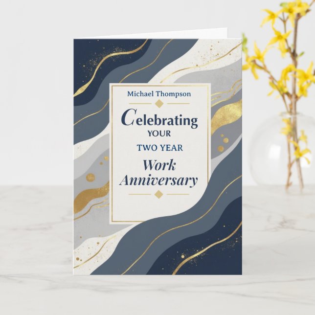 Carte Custom Year Employee Work Anniversary Elegant Gold (Fleur jaune)