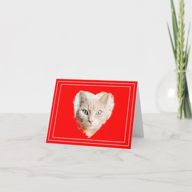 Carte customisée Chat Rouge Saint Valentin (Devant)