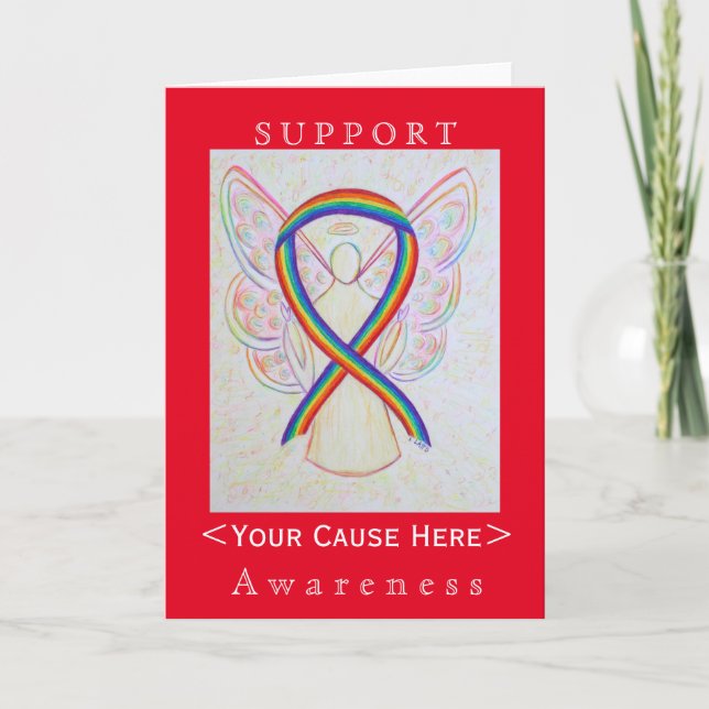 Carte Customisée Rainbow Awareness Ribbon Angel (Devant)