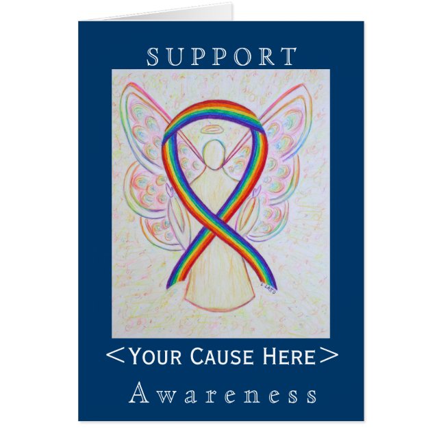Carte Customisée Rainbow Awareness Ribbon Angel (Devant)
