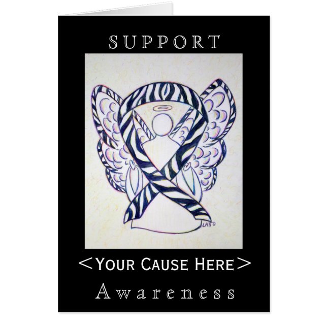 Carte Customisée Zebra Awareness Ribbon Angel (Devant)