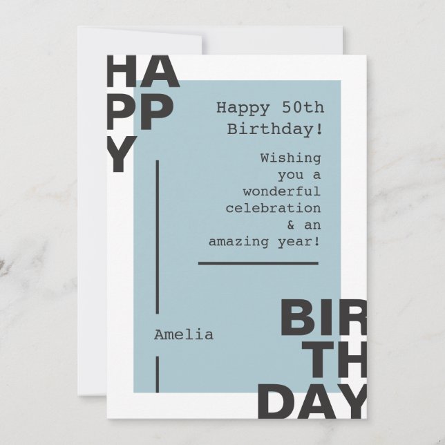 Carte Customisez votre nom et 50e anniversaire Salutatio (Devant)