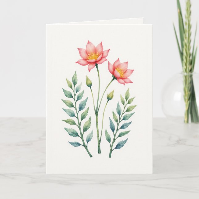 Carte Customizable Pink Floral Greeting Card (Devant)