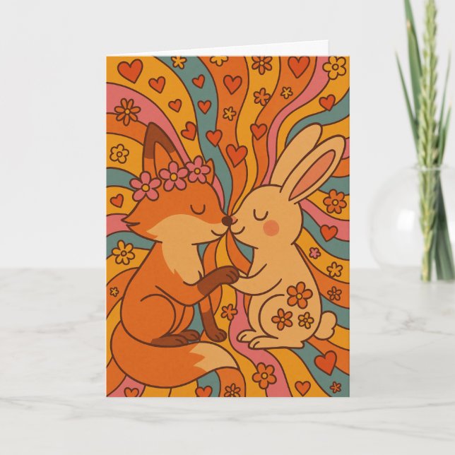 Carte Customize the Inside Fox & Rabbit Valentine's Day (Devant)