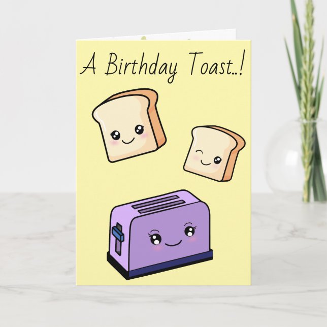 Carte CustomText/ Anniversaire Kawaii Nourriture Toast C (Devant)