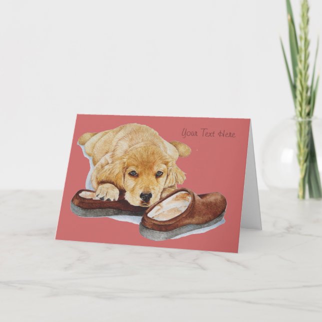 Carte cut puppy golden redriere dot thinking of you (Devant)