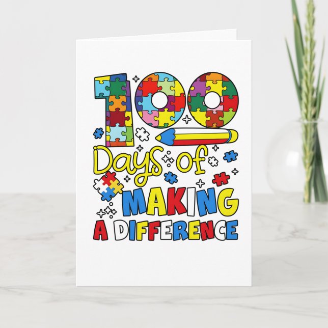 Carte Cute 100 Days Making A Difference Puzzle Inclusion (Devant)