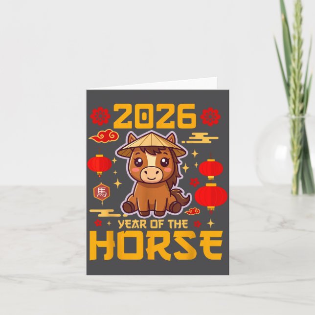 Carte Cute 2026 Year Of The Horse Happy Chinese New Year (Devant)