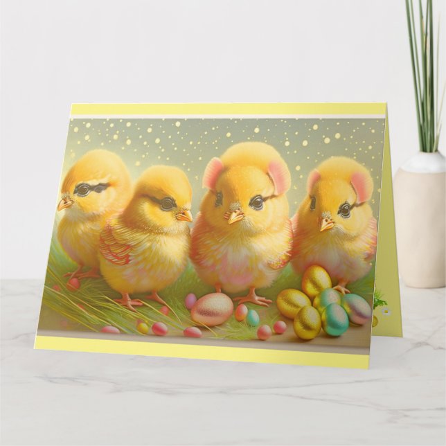 Carte Cute 4 Pâques Collection de poulet (Devant)