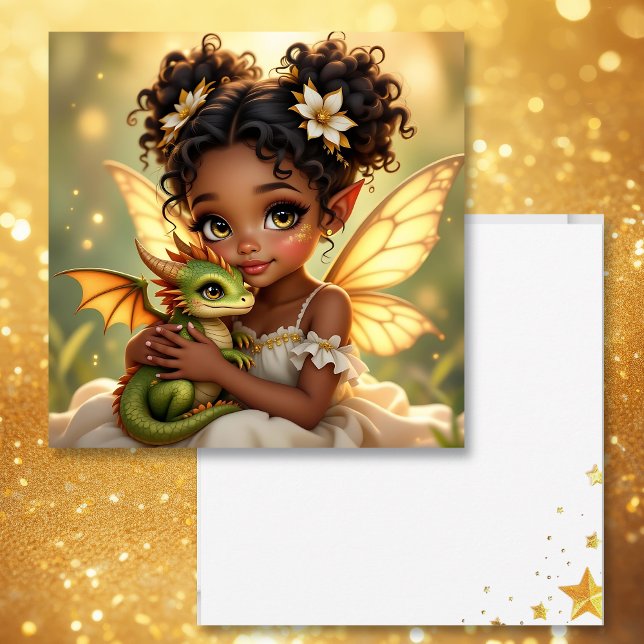 Carte Cute Anime Fairy Girl and Chibi Dragon (Créateur téléchargé)