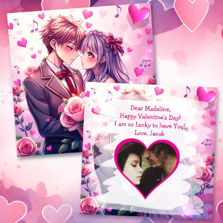 Carte Cute Anime Personnalisé Saint Valentin