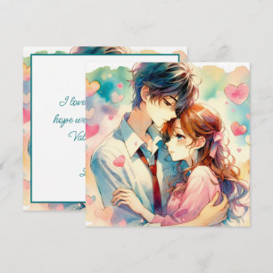 Carte Cute Anime Thématique Saint-Valentin
